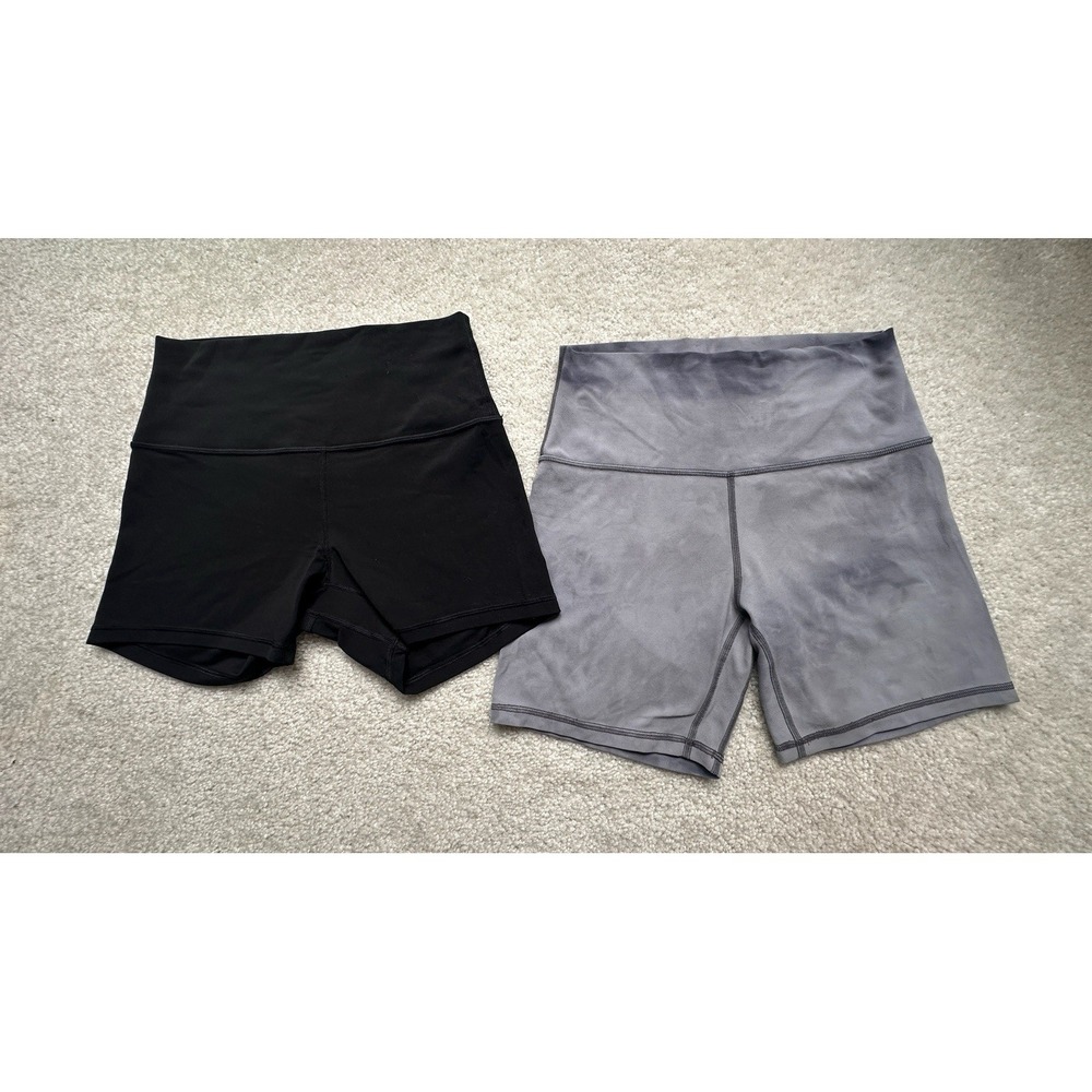 Lot of 2 Lululemon Align Shorts Size 8 Black 4" & Diamond Dye Grey 6" Nulu
